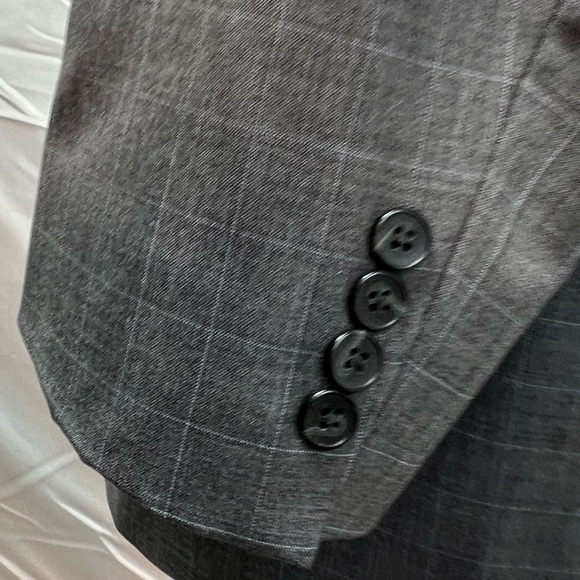 Tom James Custom Tailored Innocenti Men's 45 Blazer 37x28 Gray Blue Plaid Suit - Picture 6 of 9